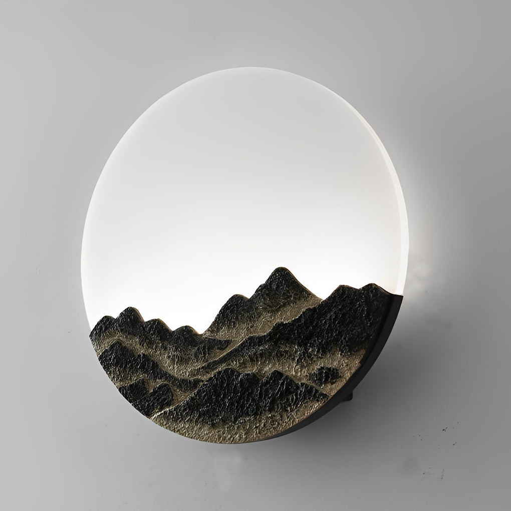 Round Creative Mountain Scenery LED Waterproof Modern Outdoor Wall Lamp