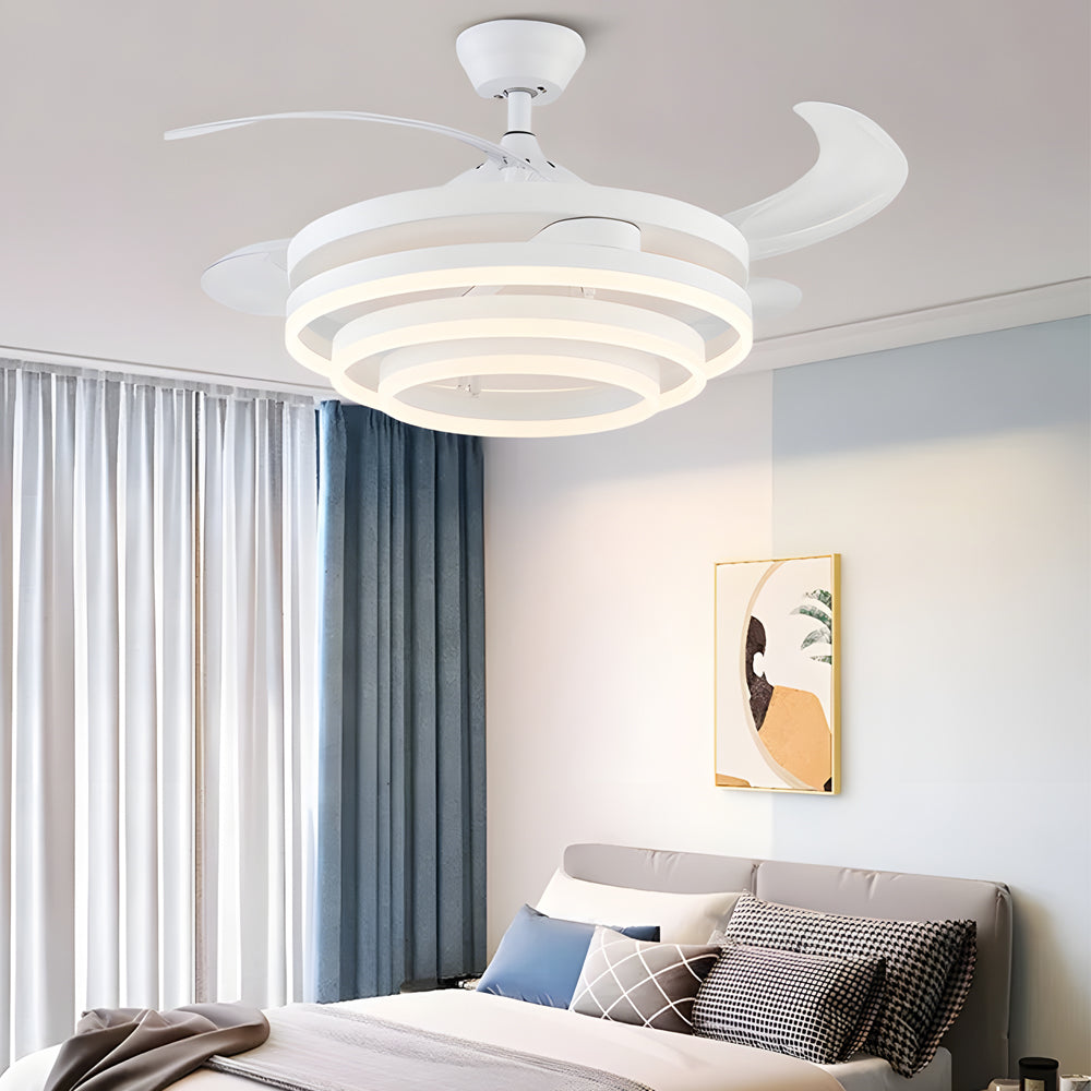 Modern 41" Retractable Ceiling Fan with LED Lights and Remote Control