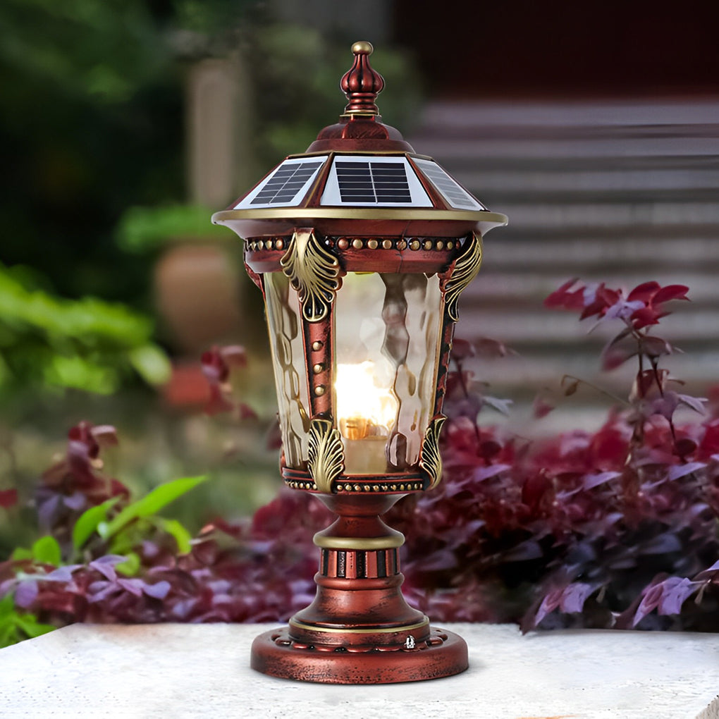 Dual Purpose Waterproof Aluminum Retro Solar Fence Post Lights with Remote