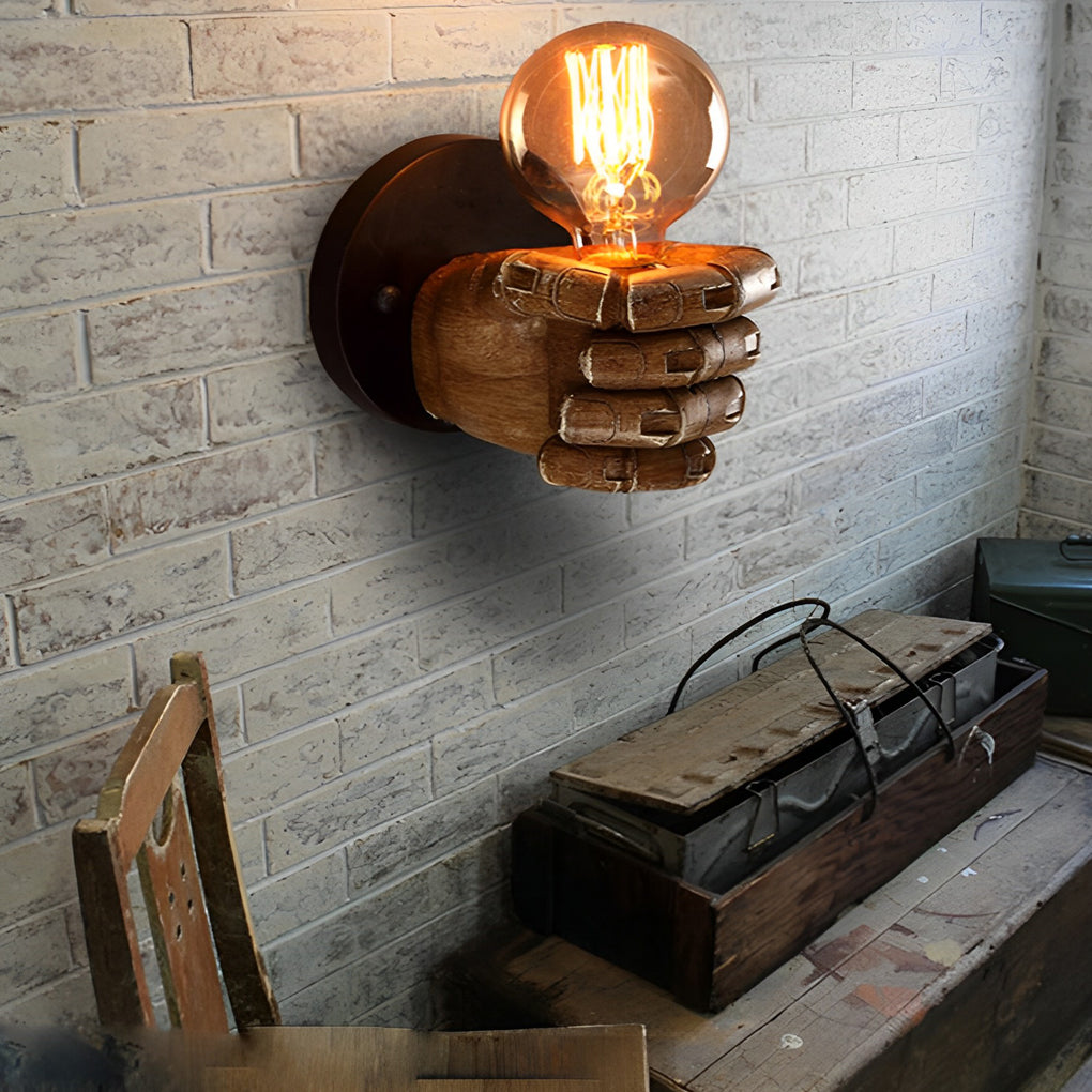 Resin Hand Fist Shaped Retro Industrial Style Wall Lamp Wall Sconce Lighting