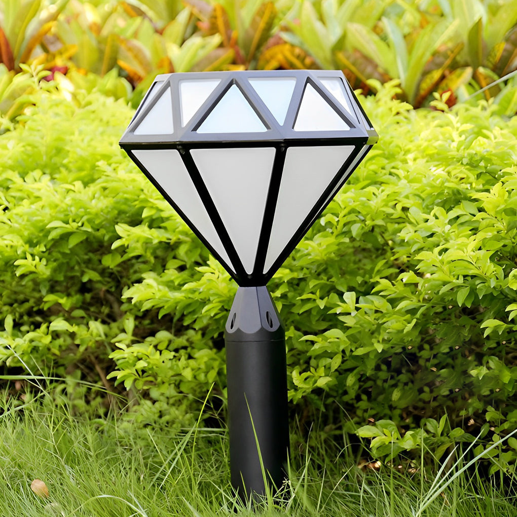 Geometric Waterproof LED Intelligent Stable Black Modern Lawn Lamp