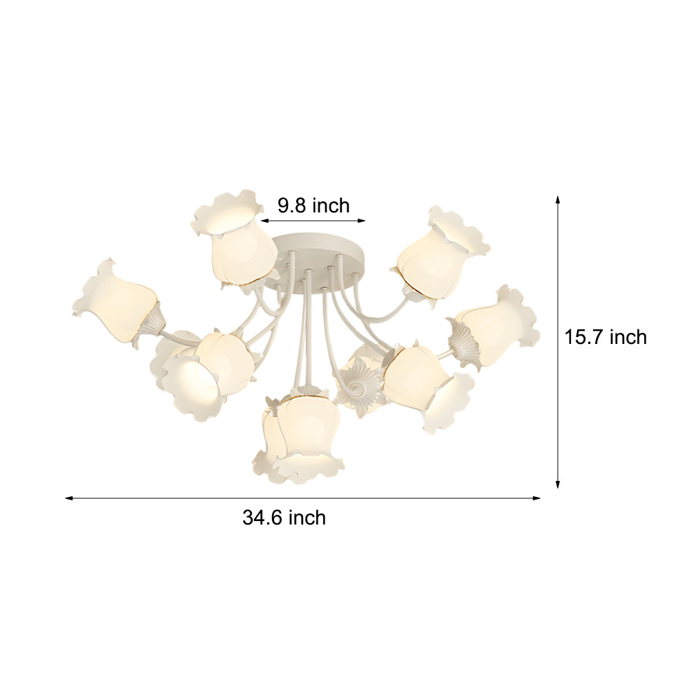 10 White Flowers 3 Step Dimming Creative Modern Ceiling Light Fixture