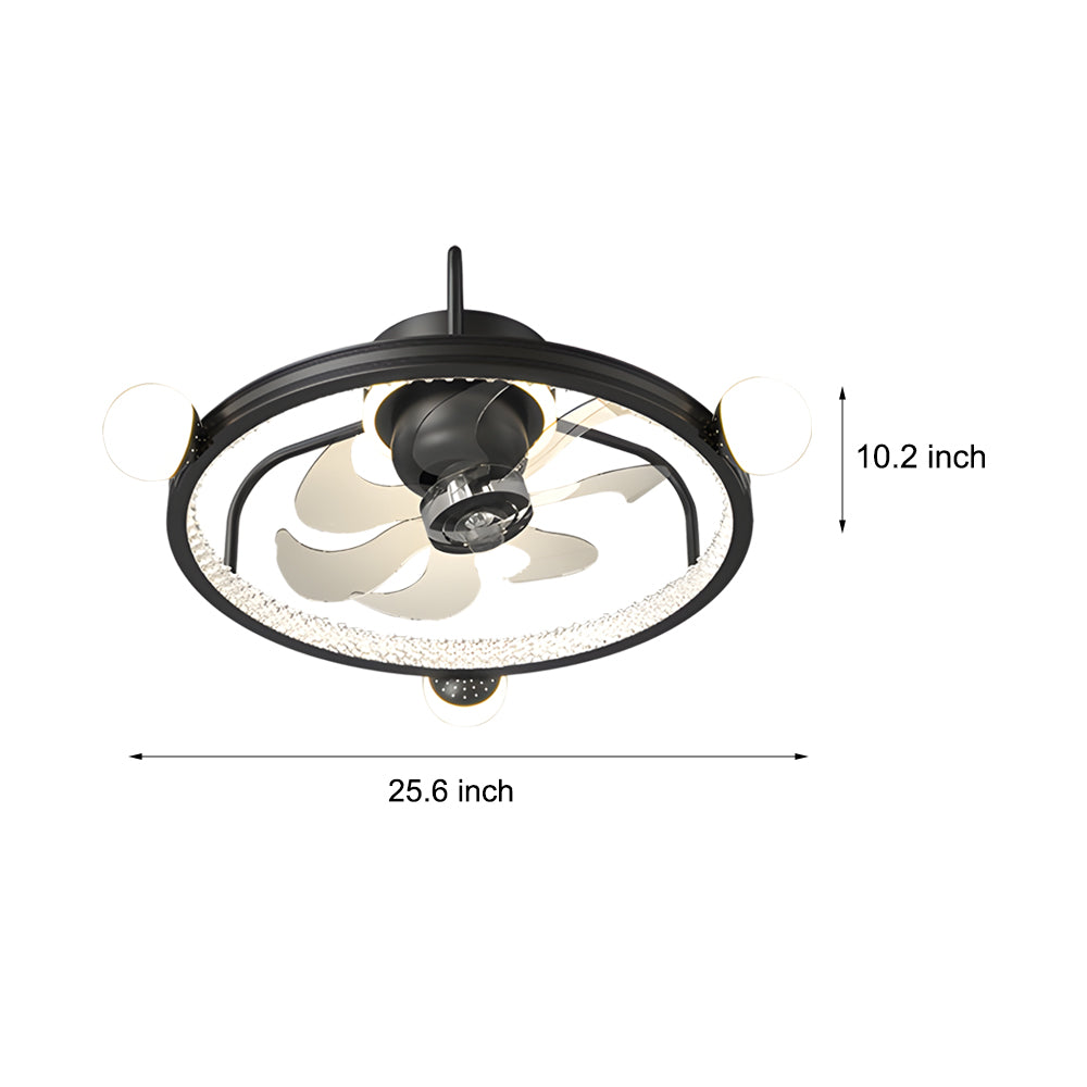 Round Acrylic Ball Decor 3 Step Dimming Modern Bladeless Ceiling Fan Light