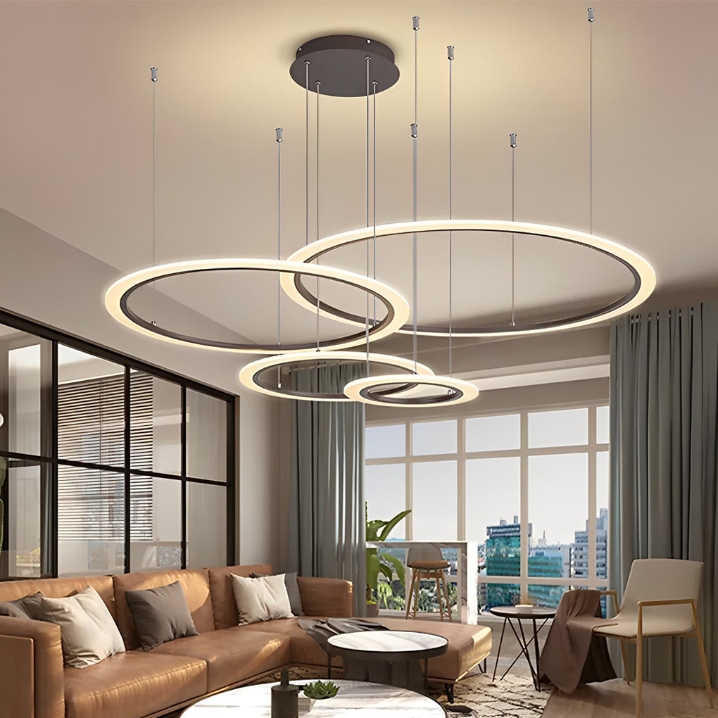 4 Circles Artistic Dimmable LED Modern Pendant Lighting Chandeliers