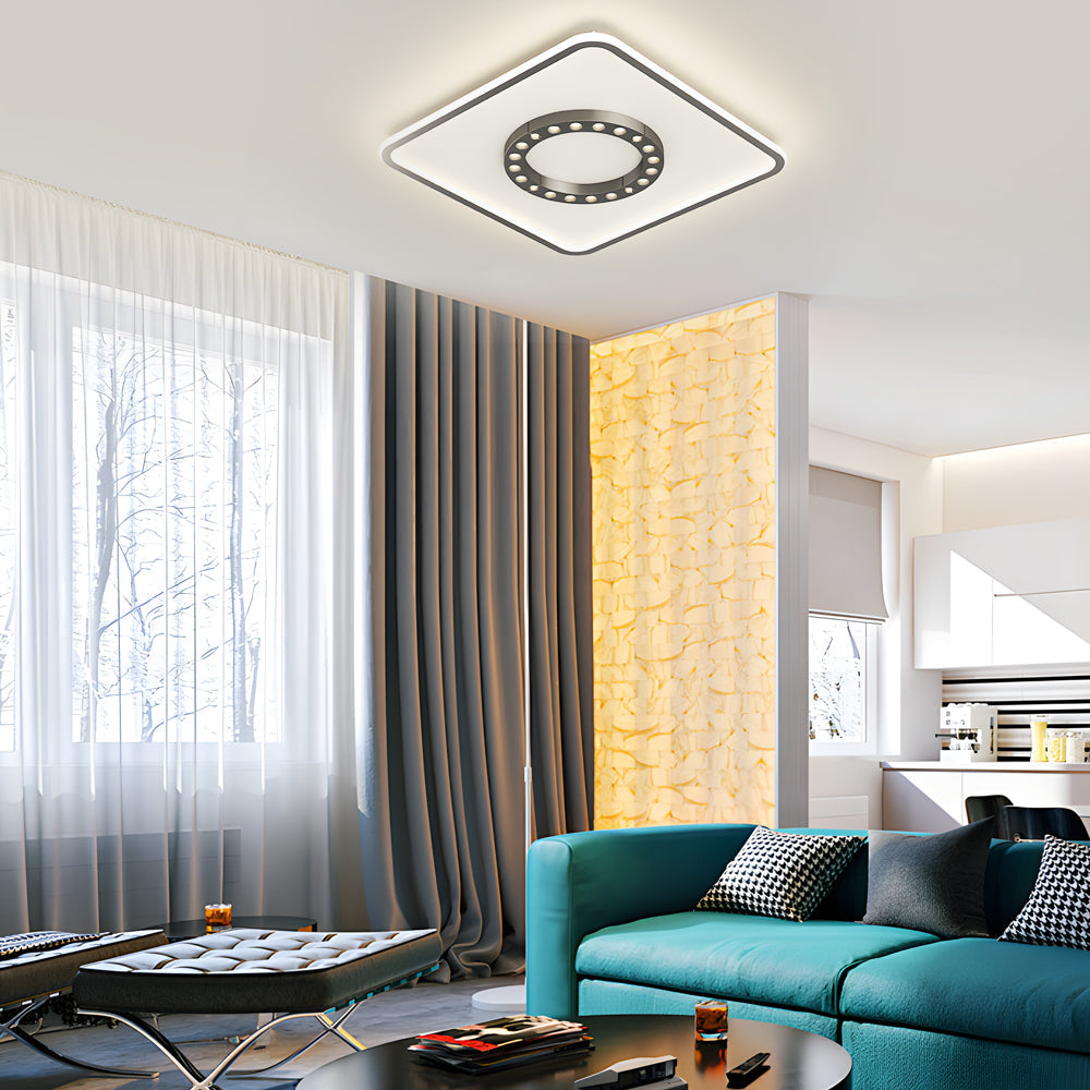 Square Round LED Anti-Glare 3 Step Dimming Modern Ceiling Lights Fixture