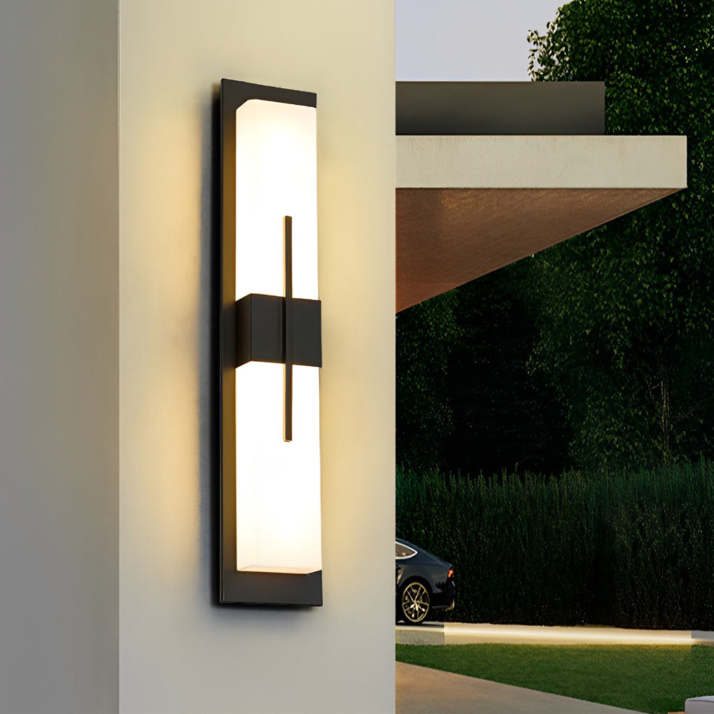 Creative Rectangular LED Waterproof Black Modern Outdoor Wall Lamp