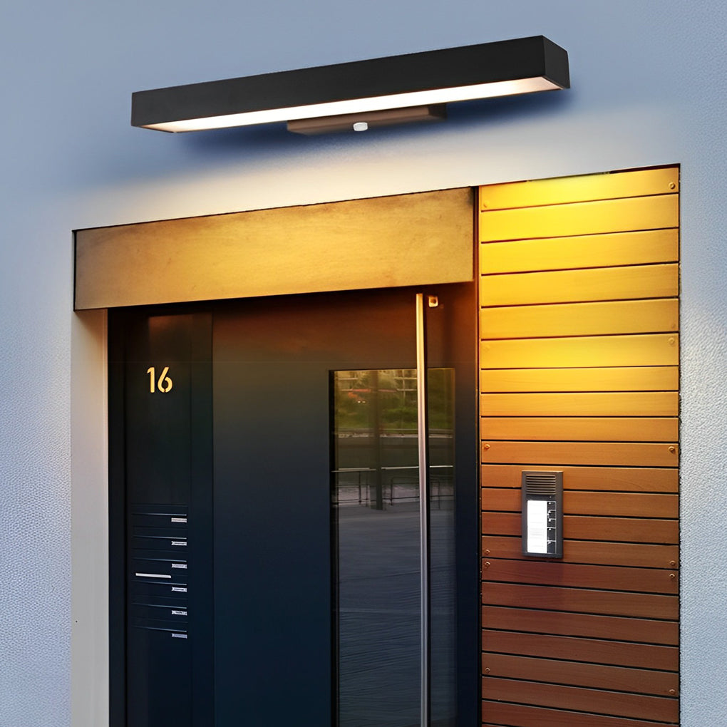 Outdoor Motion Sensor Black Rectangle Wall Light