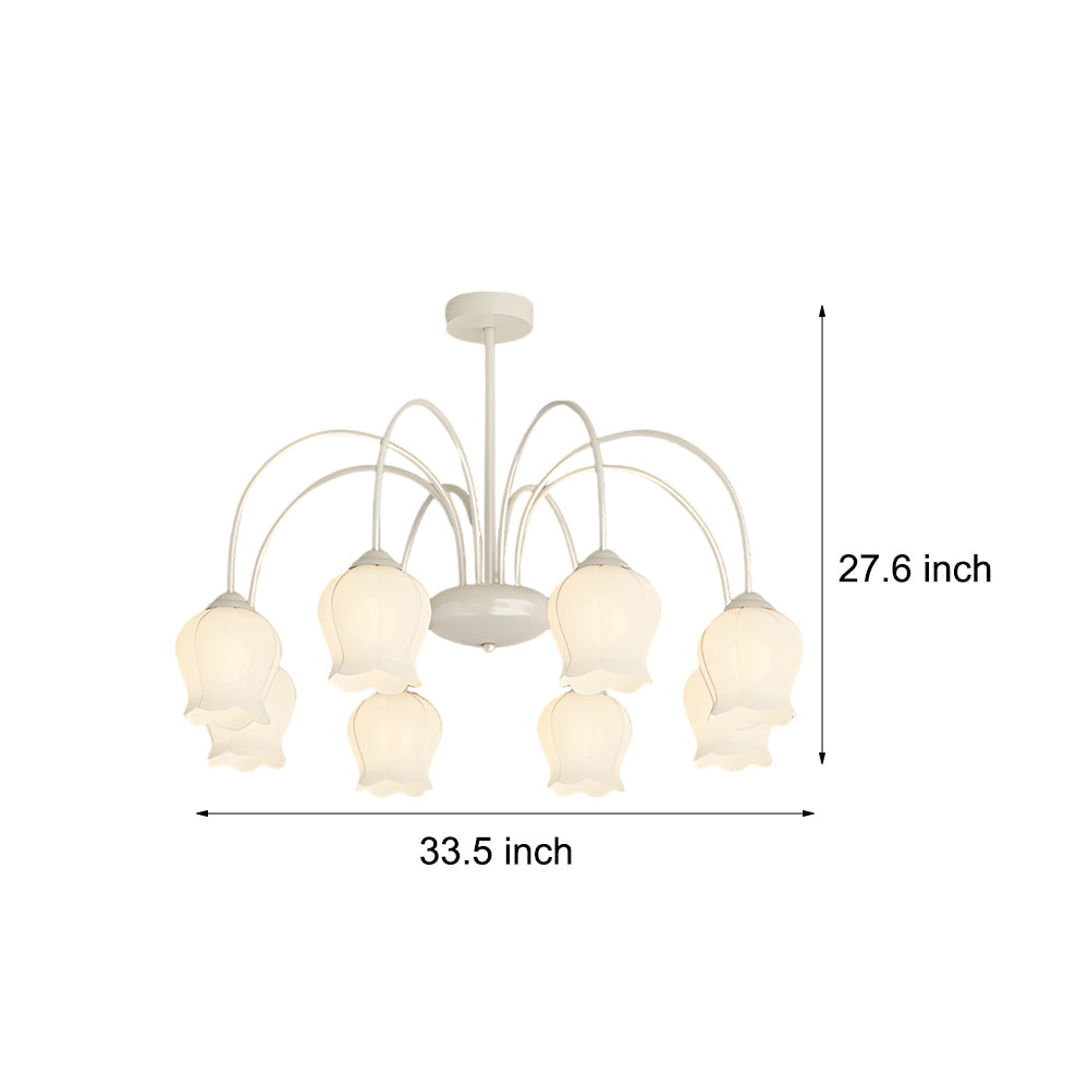 8 Heads Pastoral Bell Orchid Flowers 3 Step Dimming French Style Chandelier