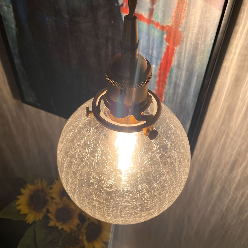 Spherical Glass Cracked Pattern LED Nordic Island Lights Hanging Ceiling Lamp