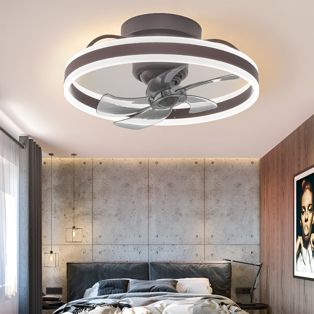 Round Stepless Dimming LED 360° Rotating Modern Ceiling Fan Light