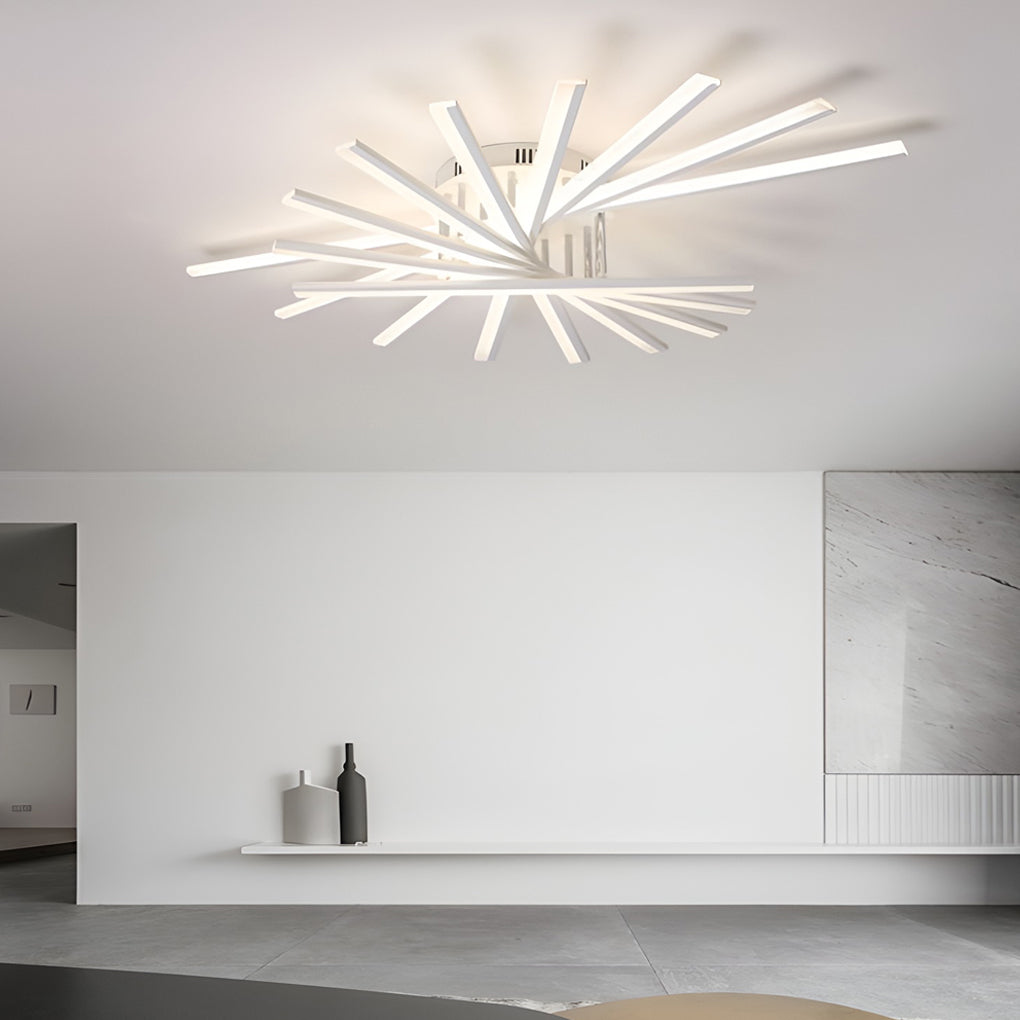 Creative Strip Stepless Dimming LED White Nordic Ceiling Lights Chandelier