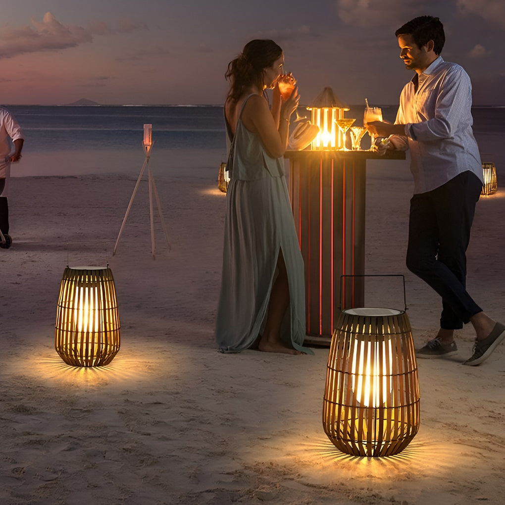 [Clearance Sale]Rattan Portable Lantern Shaped LED Waterproof Solar Outdoor Lights