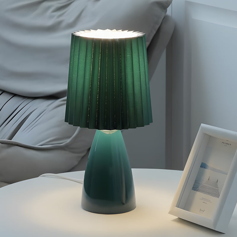 12 inch Pleated-Shade Glass Dimmable Table Lamp