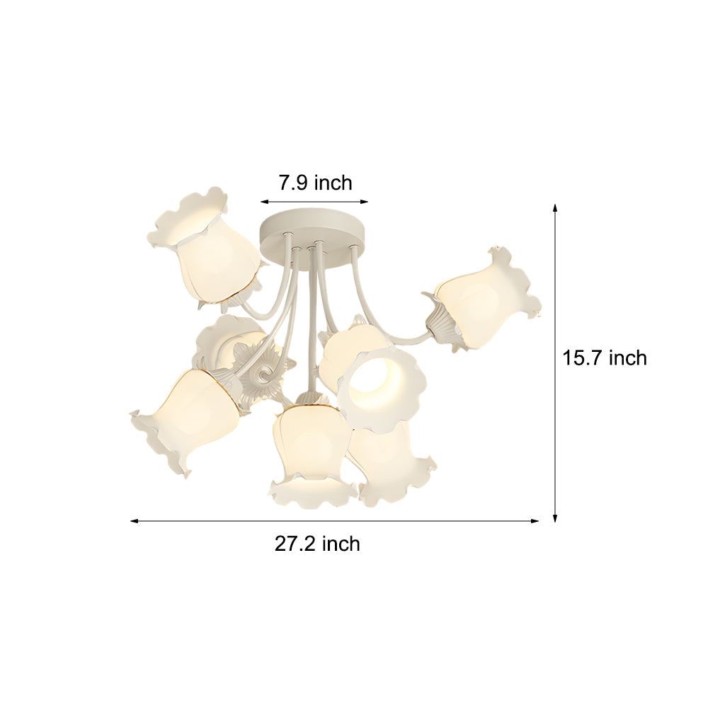 7 Heads White Flowers 3 Step Dimming Creative Modern Ceiling Light Fixture