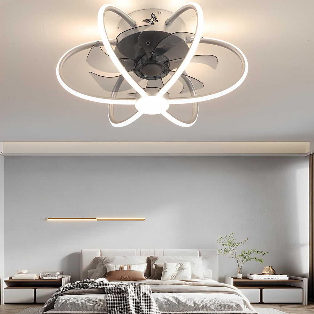 Flower Intelligent Dimmable LED Modern Bladeless Ceiling Fans with Remote