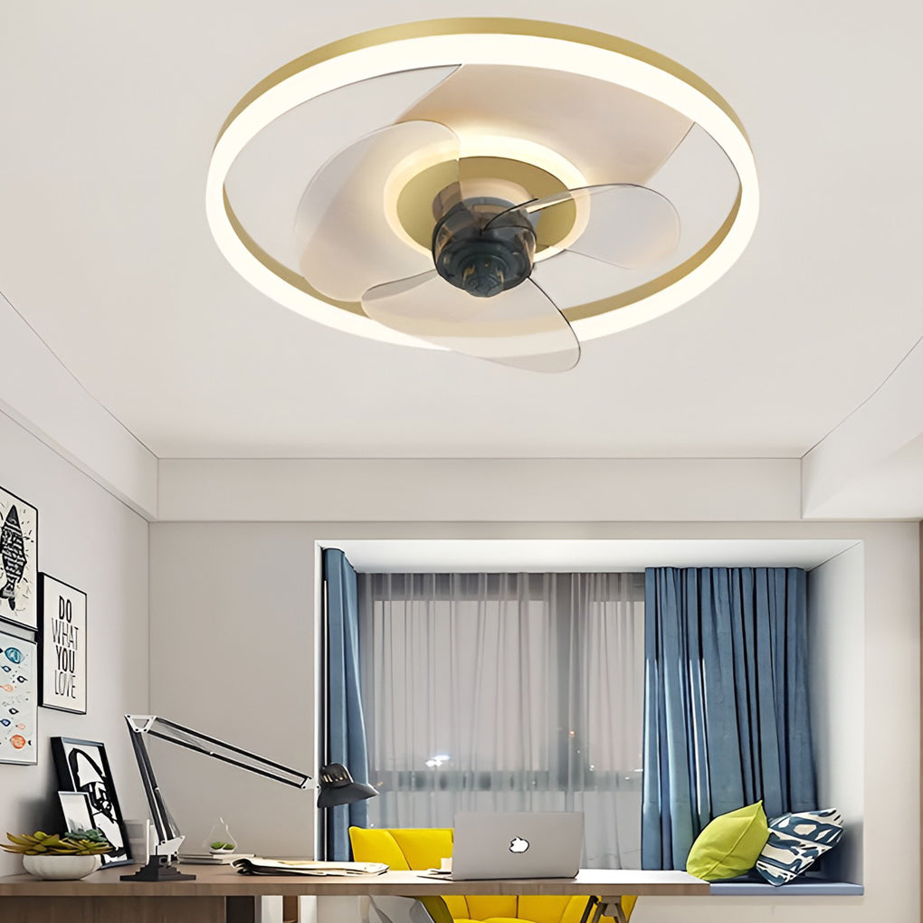 Circular Stepless Dimming Modern Inverter Ceiling Fan Light with Remote Control