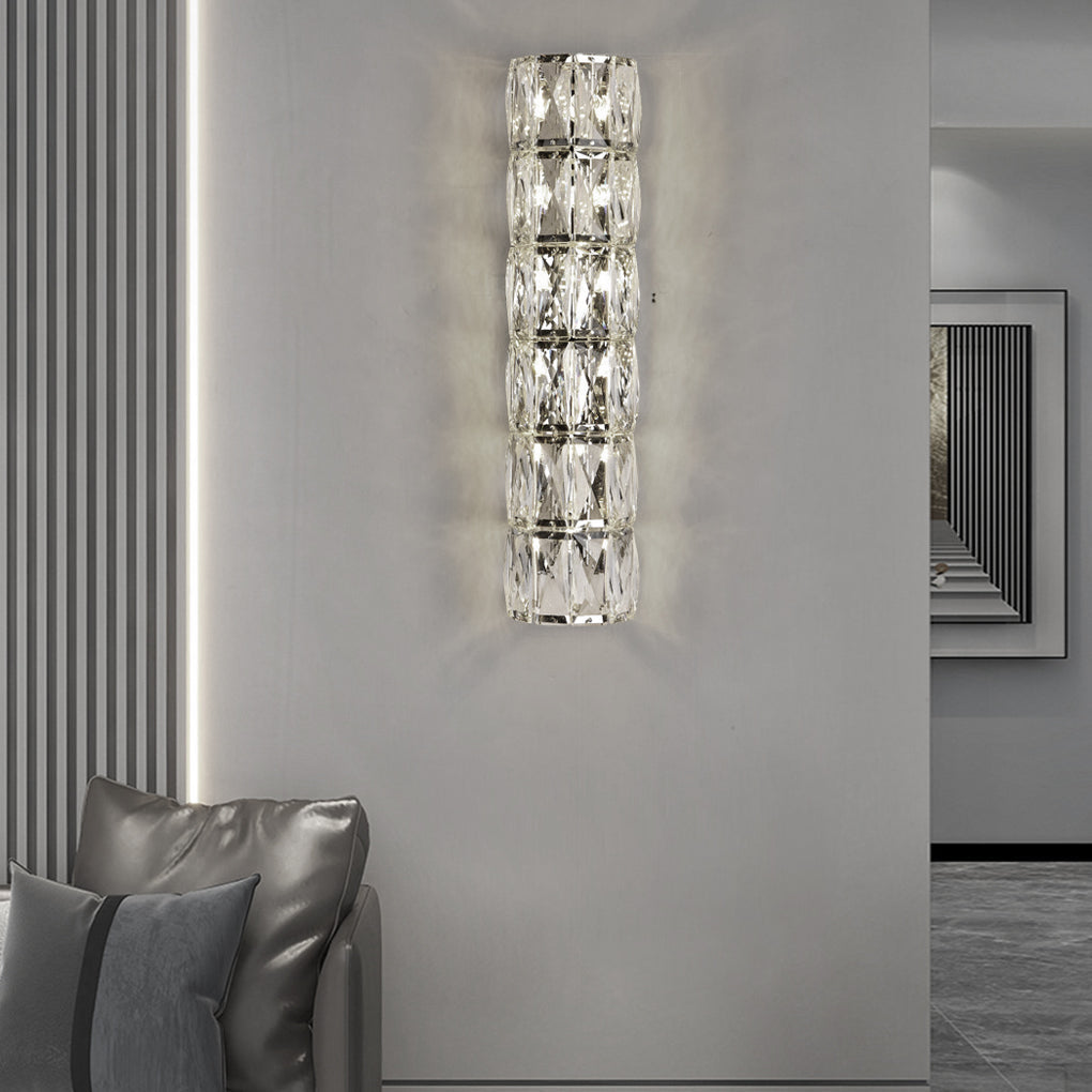 Cylindrical Crystal Three Step Dimming Light LED Modern Wall Sconces Lighting