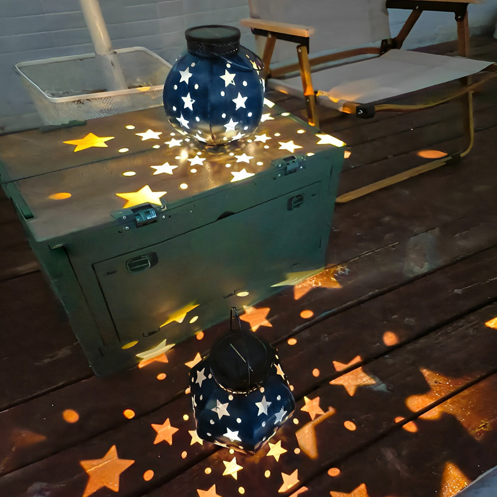 Waterproof Creative LED Stars Projection Portable Solar Outdoor Lanterns