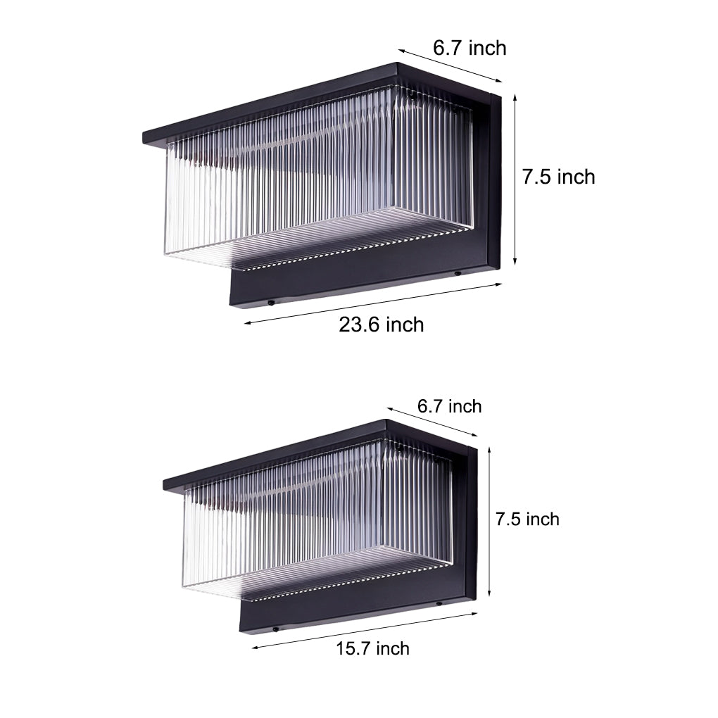 Rectangular Striped Acrylic Shade Waterproof Black Modern Solar Wall Lights