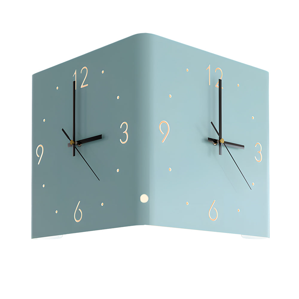 Square Metal Silent Backlit LED Corner Wall Clock Modern Wall Decor