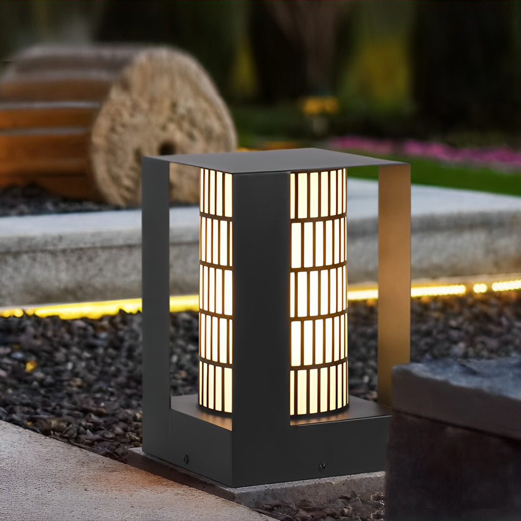 Square Lantern Waterproof LED Black Modern Backyard Landscaping Lights