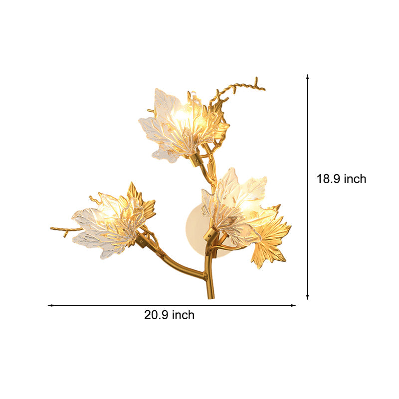 Maple Leaves Glass Three Step Dimming Artistic Luxury Postmodern Wall Lamp