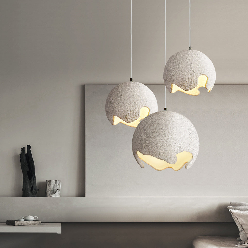 Irregular Ball Creative Ins Creamy White Japanese Style Chandelier Light