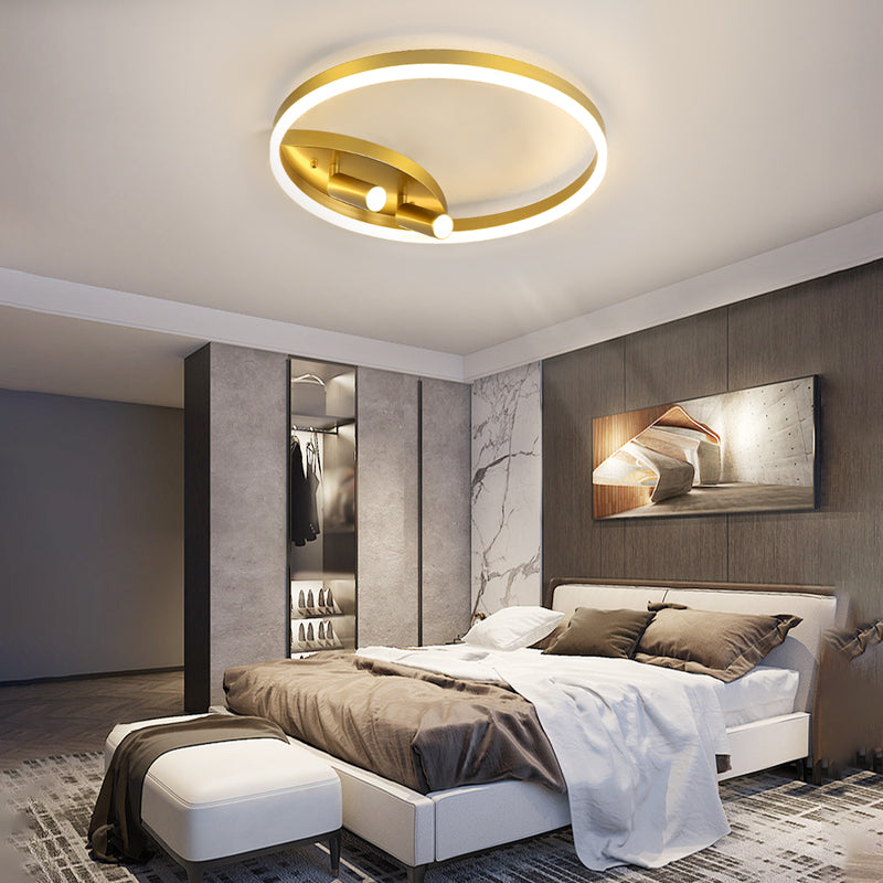 Round 3 Step Dimming LED Creative Modern Ceiling Lights with 2 Spotlights