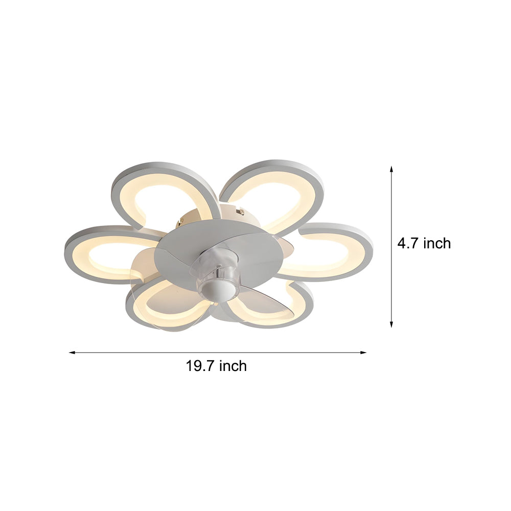 19.7 in. 6-Speed White Flush Mount Flower Ceiling Fan Light