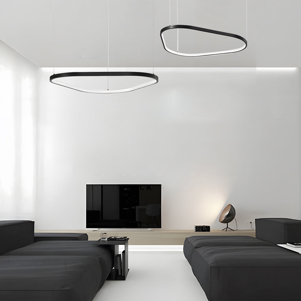 Black 1/2/3-Light Triangle Ring Chandelier