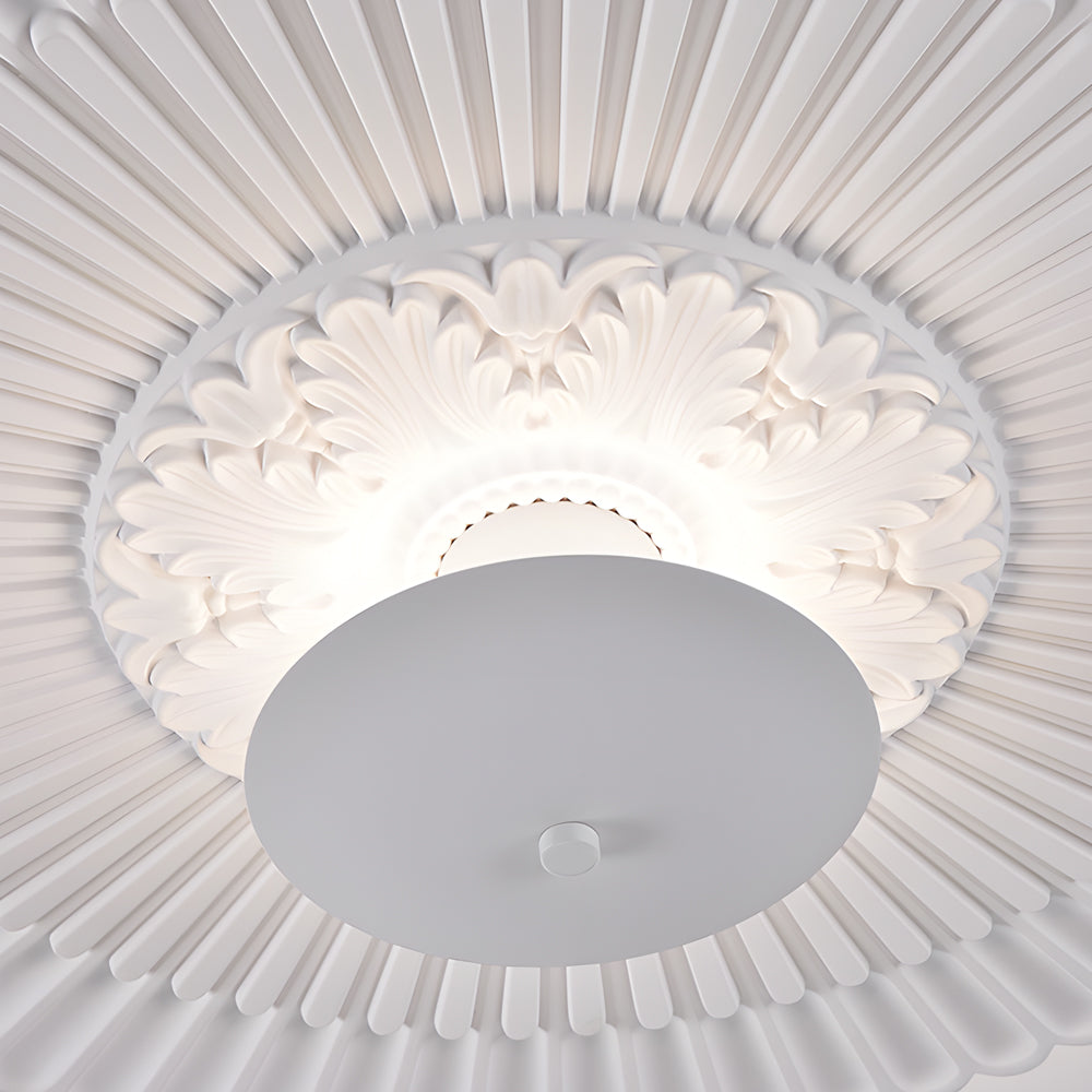 19.7-inch Round Gypsum Relief Dimmable LED Flush Mount Ceiling Light