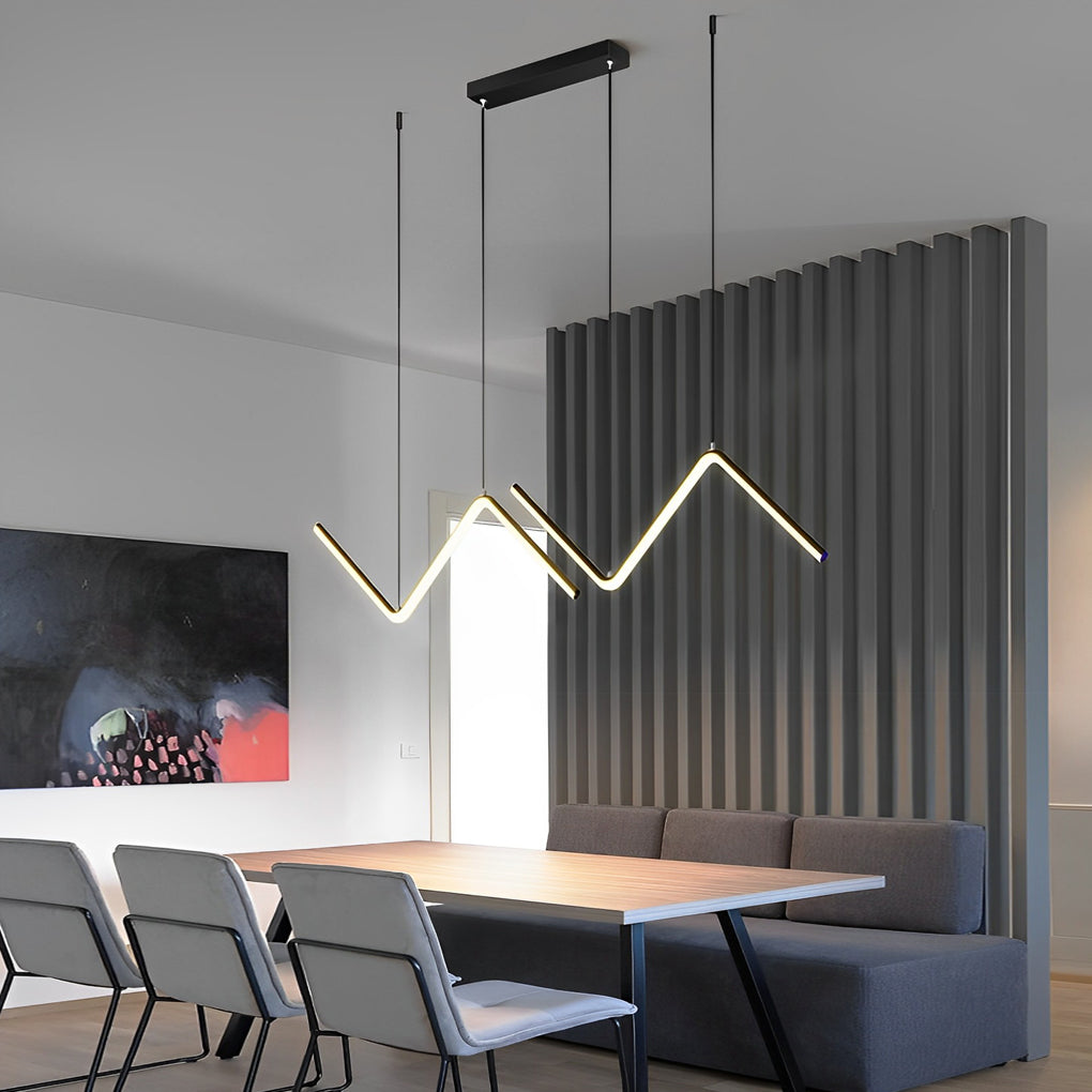 Wavy Linear 3 Step Dimming LED Nordic Chandelier Pendant Light Hanging Lamp