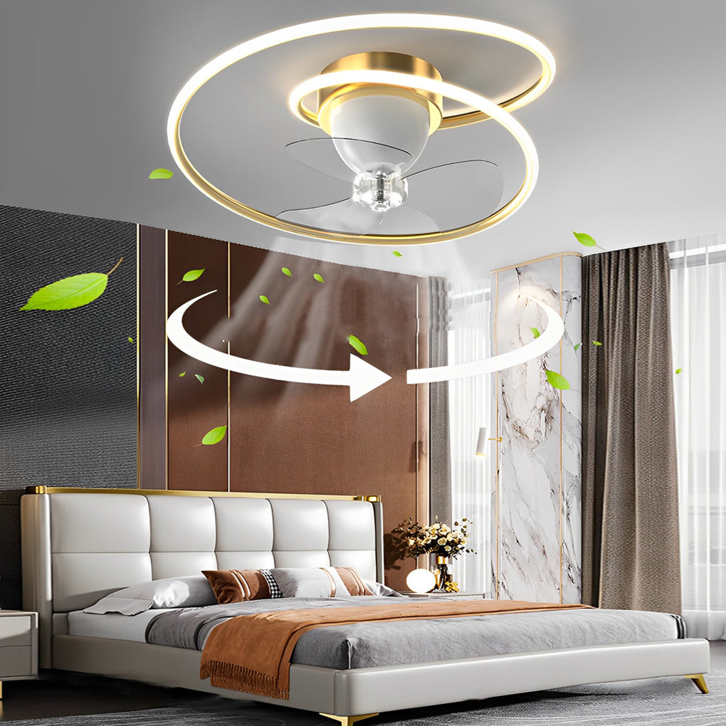 Smart 360° Rotating LED Stepless Dimming Timing Modern Ceiling Fans Light