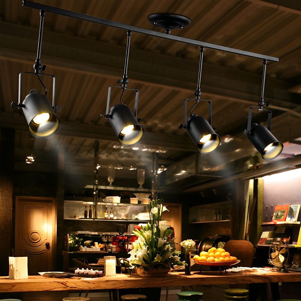 Adjustable Retro Iron LED Black Industrial American Style Spotlights