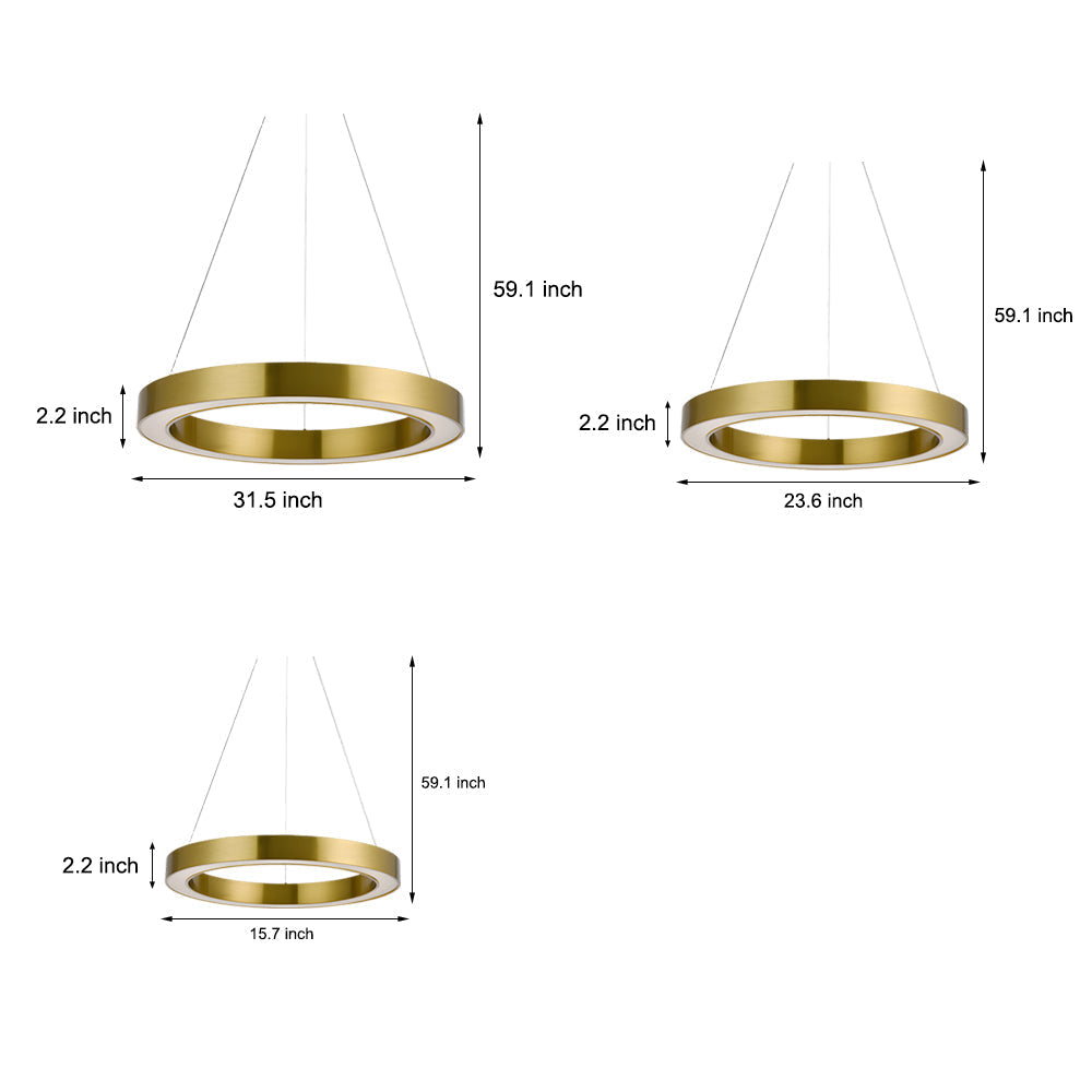 Gold Ring Pendant Light - Modern Luxury LED Suspension