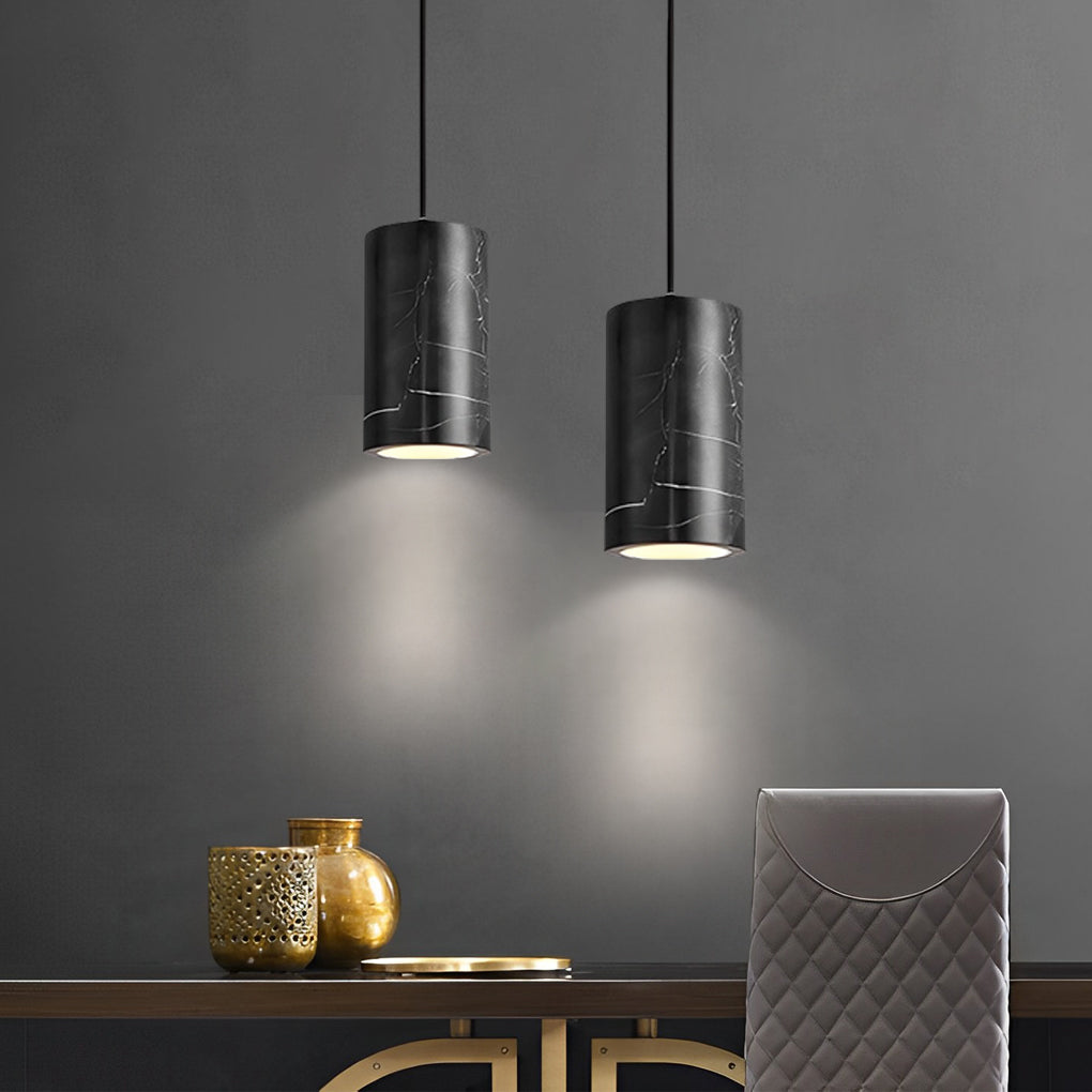 Minimalist Cylindrical Marmoreal 3 Step Dimming Nordic Pendant Lights