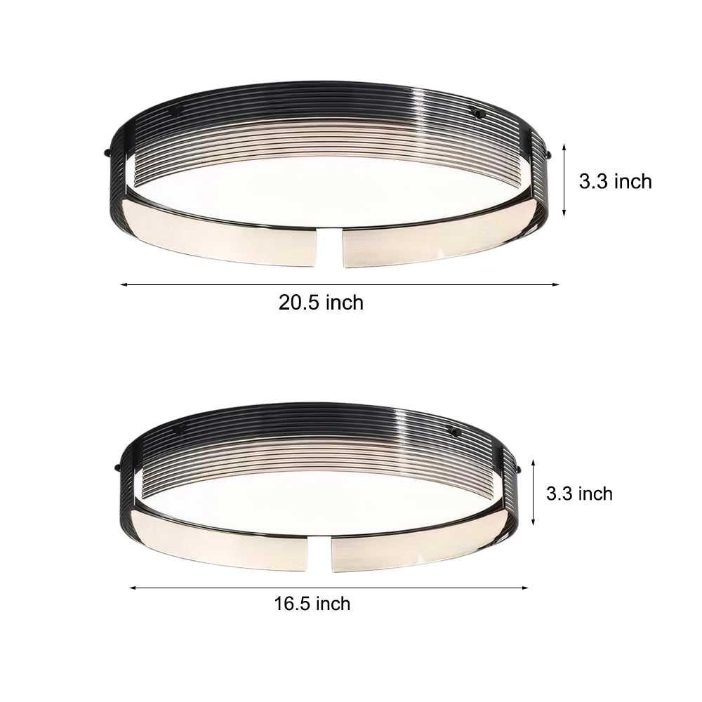 16.5/20.5-in Round Black Stripe Glass LED Flush Mount Light