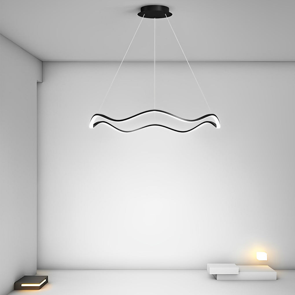 Circular Wavy LED Stepless Dimming Modern Chandelier Hanging Ceiling Lamp