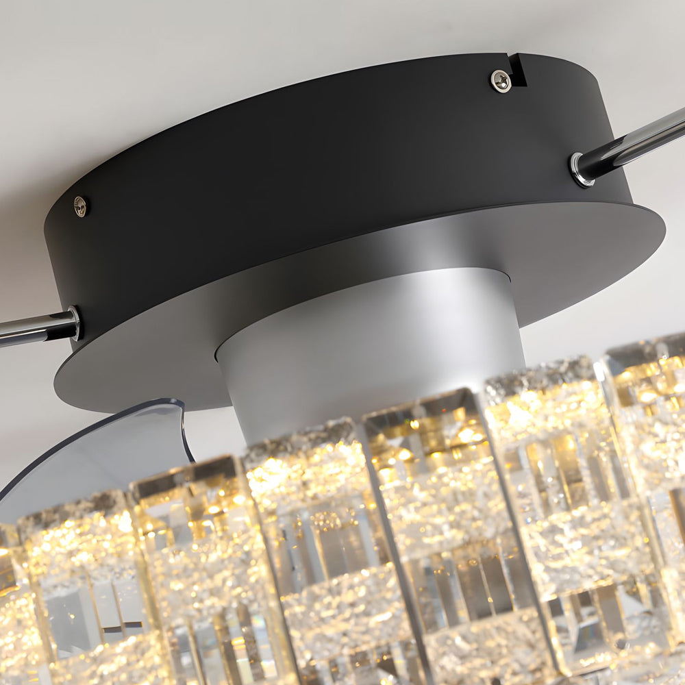 23.6-in Crystal LED Lighting Semi-Enclosed Low Profile Ceiling Fan