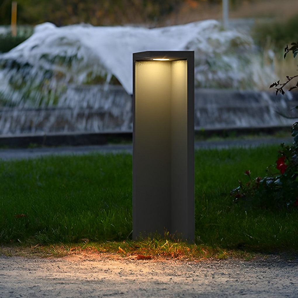 Waterproof LED Gray Modern Outdoor Path Lights Solar Fence Post Lights