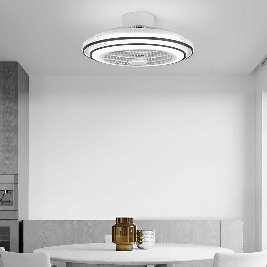 Intelligent Timing Mute LED Modern Bladeless Ceiling Fans with Light