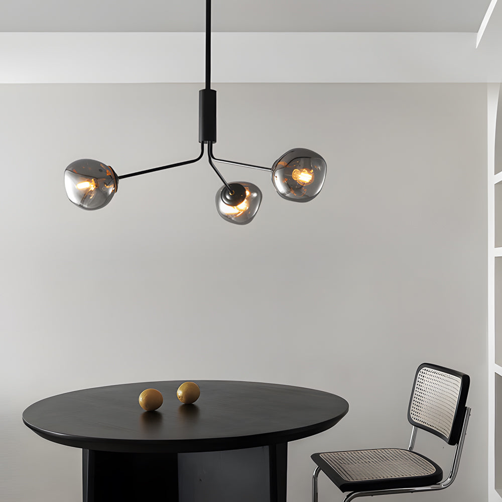 3/5/8-Light Molecule Dimpled Lava Glass Chandelier with Black Metallic Arms