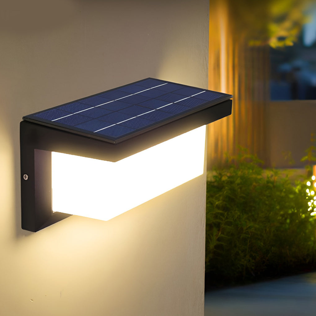 Rectangle Waterproof Light Control Induction Black Modern Solar Sconces