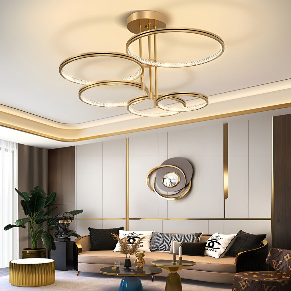 Minimalist 3 Ring Metal Nordic Ceiling Lights Chandelier Hanging Lamp