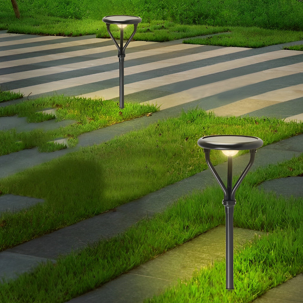 Round LED Waterproof Intelligent Modern Solar Lamp Post Outdoor Light