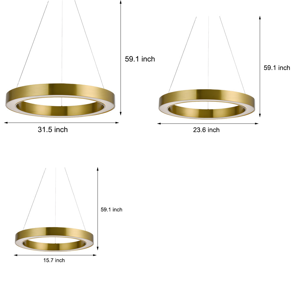 Gold Ring Pendant Light - Modern Luxury LED Suspension