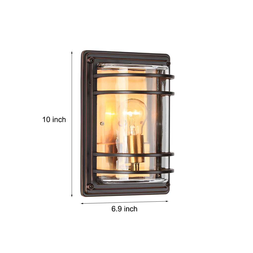 Vintage Aluminum Brown Glass Waterproof Modern Outdoor Wall Light