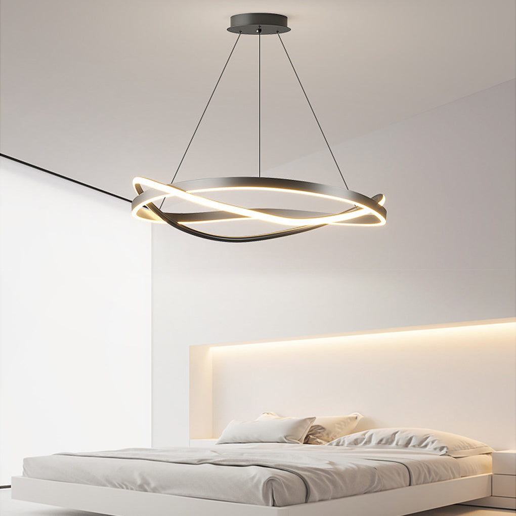 Circular Wave Rings Three Step Dimming Minimalist Nordic Chandelier