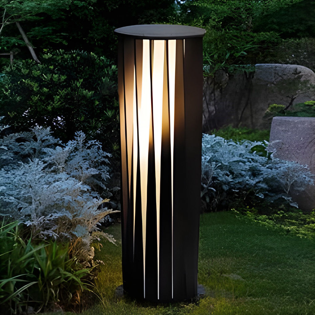 Creative Cylindrical LED Waterproof Black Modern Solar Pathway Lights