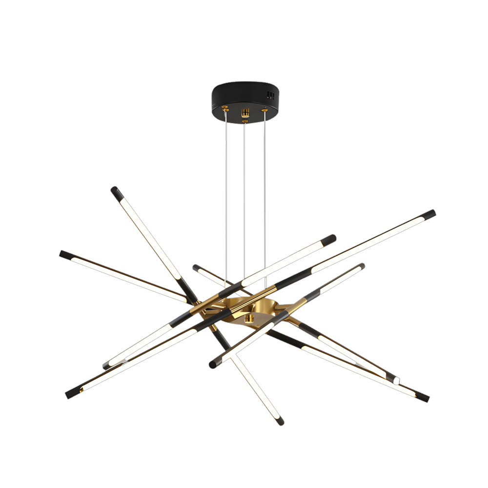 Modern Stepless Dimming Long Strip Sputnik LED Chandelier - Gold/Black+Gold